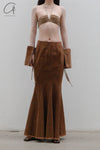 OUDE WAAG Washing Denim Fish Tail Skirt OW-23SS-SK04 reddish brown